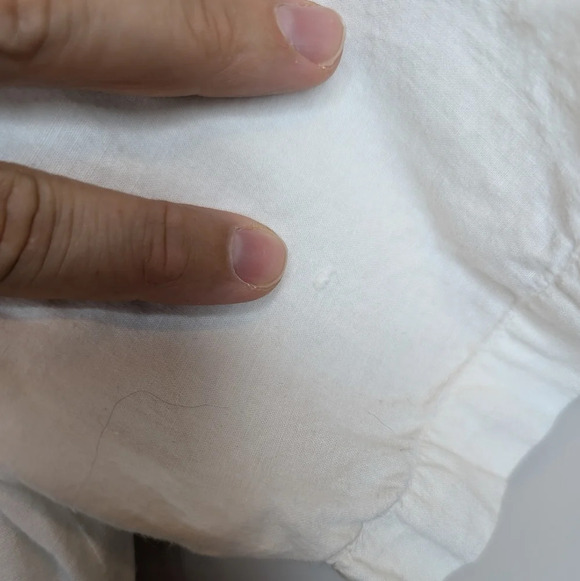 Vintage 90s Styleworks White 100% Cotton Embroidered Detail Button Front Dress 6 - Picture 9 of 10